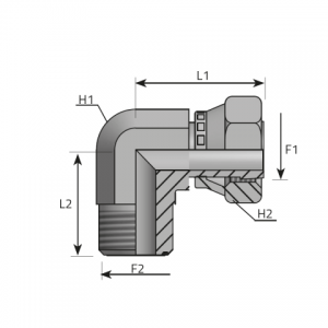 90° Adapter female ORFS – male ORFS. (LMO..FGO)